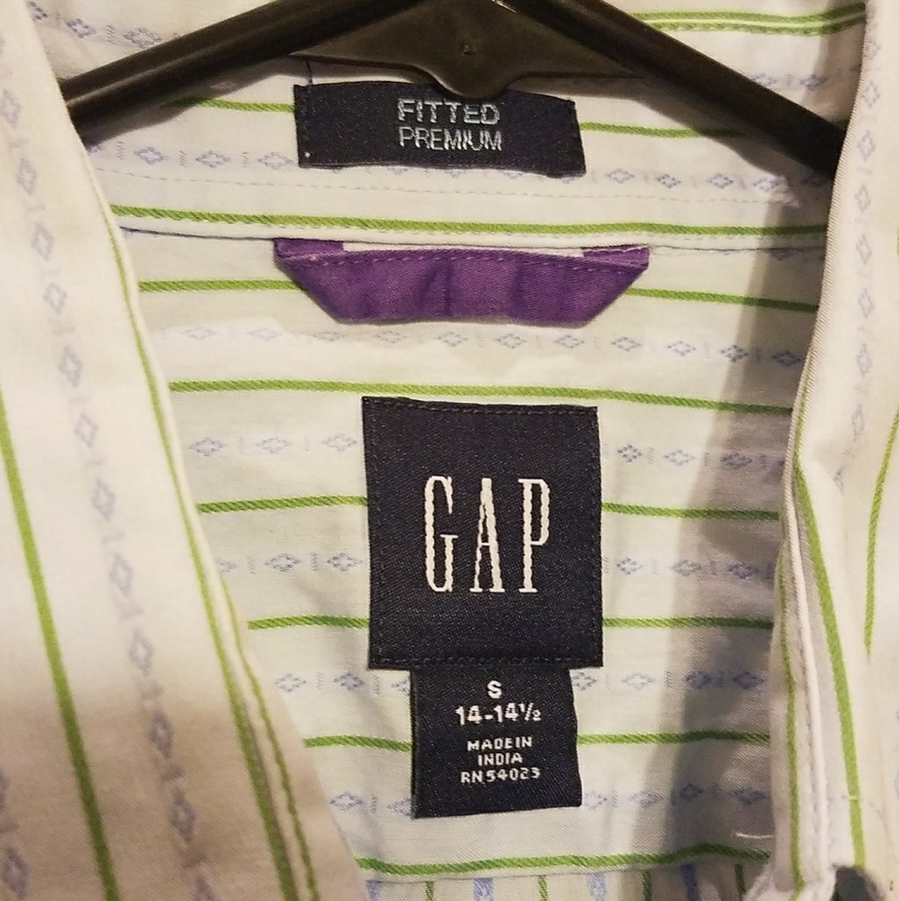 Gap Men’s Light Blue Patterned Button-Down Shirt … - image 2